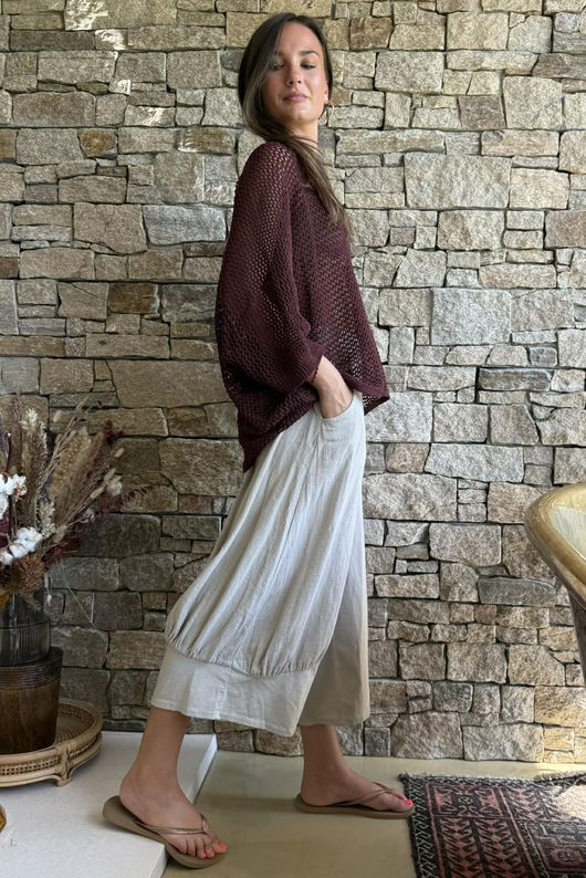 Conrad Grunge Loose Cotton Knit Merlot